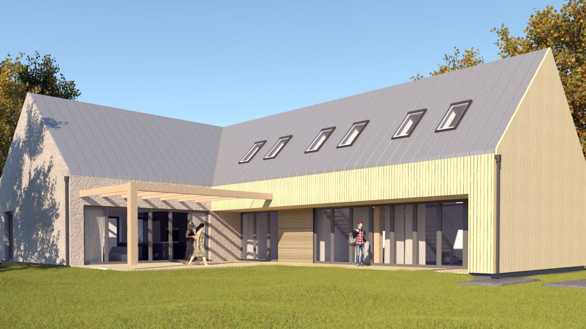 Bryła domu musiała idealnie pasować do otaczającego ją krajobrazu zarówno wsi, jak i warunków przyrodniczych. Projekt: Joanna Ochota, Janusz Ochota