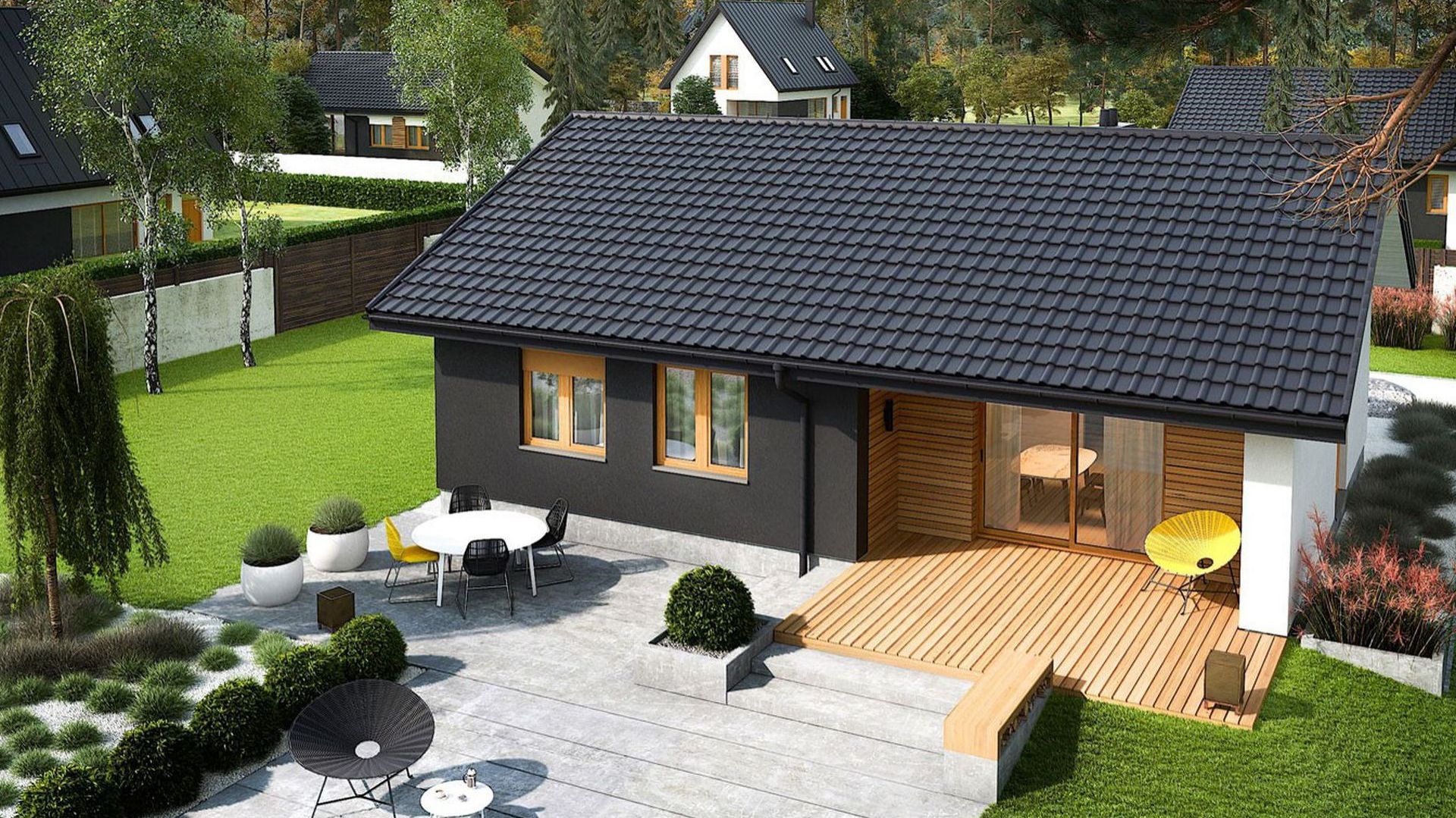 Mini 3 to idealny dom na niewielką działkę. Dzięki swojej prostej konstrukcji projekt jest szybki i tani w realizacji, a także ekonomiczny w późniejszym utrzymaniu. Min. wymiary działki 20.34 x 17.64 m. Szacunkowy koszt budowy: 156 tys. zł (SSZ), 258 tys. (stan deweloperski). Pracownia Archipelag