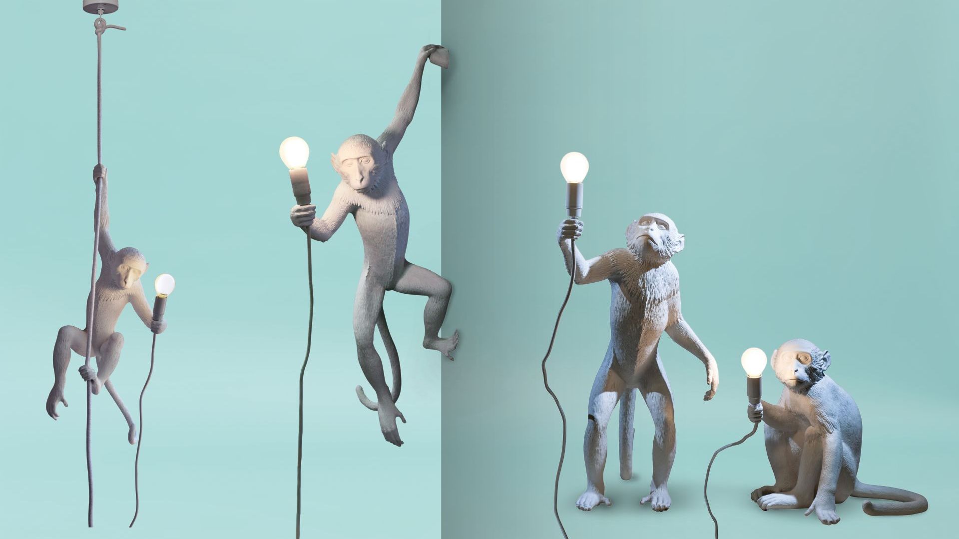 Lampy Monkey. Producent: Seletti. Projekt: Marcantonio. Od ok. 1000 zł ( w zależności od modelu - kinkiety, wiszące, stołowe, przyścienne, w wersji indoor i outdoor)