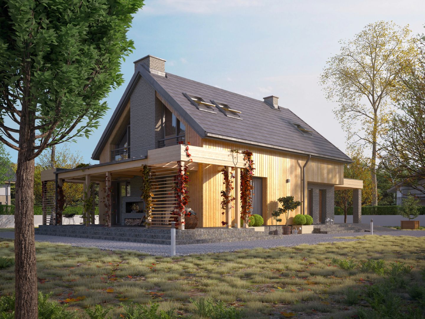 Dom dla czteroosobowej rodziny. Projekt WERANDA. Autor projektu arch. Tomasz Sobieszuk, pracownia DOMYwStylu.pl. Szacunkowy koszt budowy: 297 tys zł (SSZ). Fot. DOMYwStylu.pl