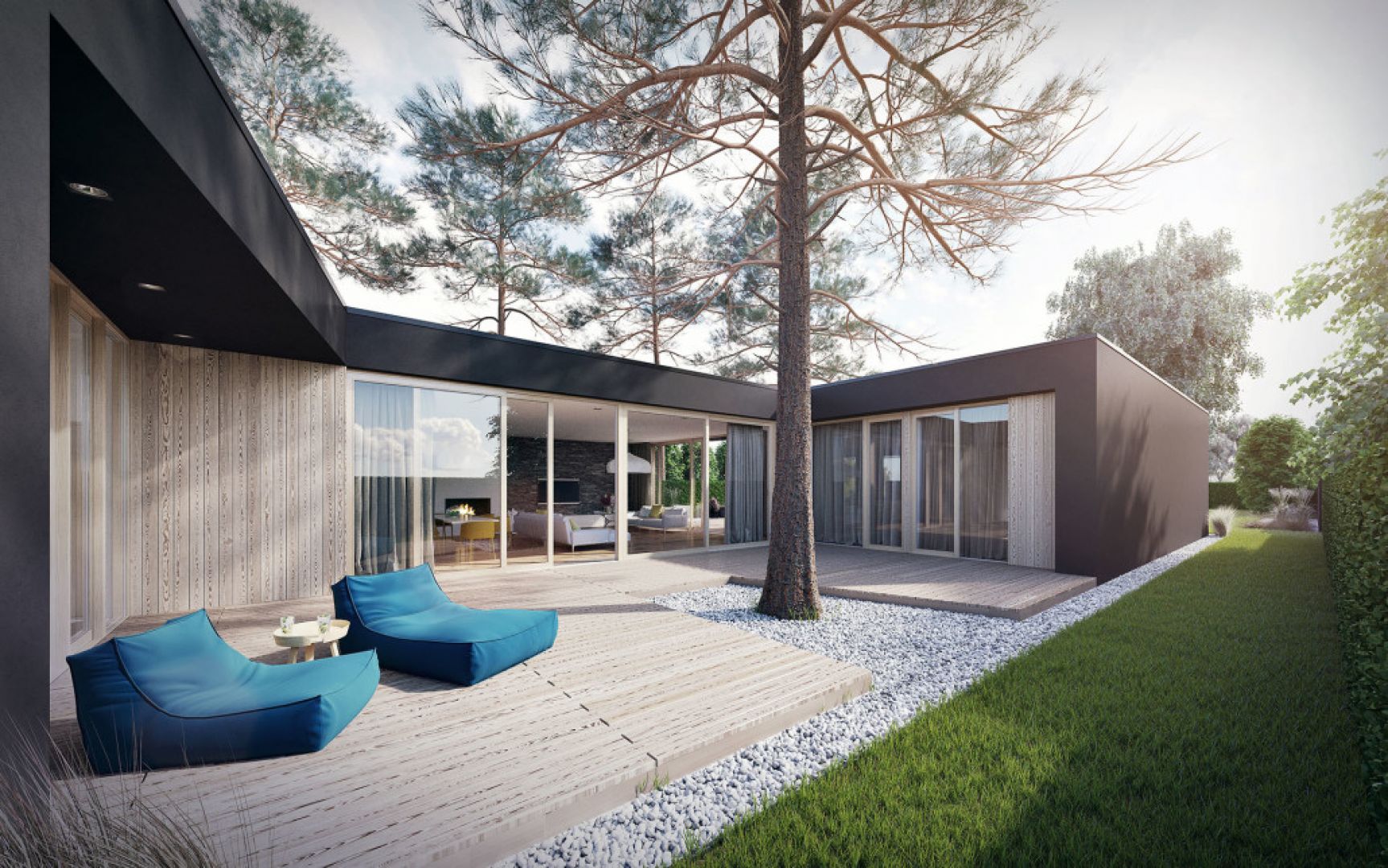 Dom z tarasami to projekt domu parterowego dla ludzi lubiących eksperymentować z przestrzenią. Projekt: Domy z Głową, Pracownia Architektury Głowacki