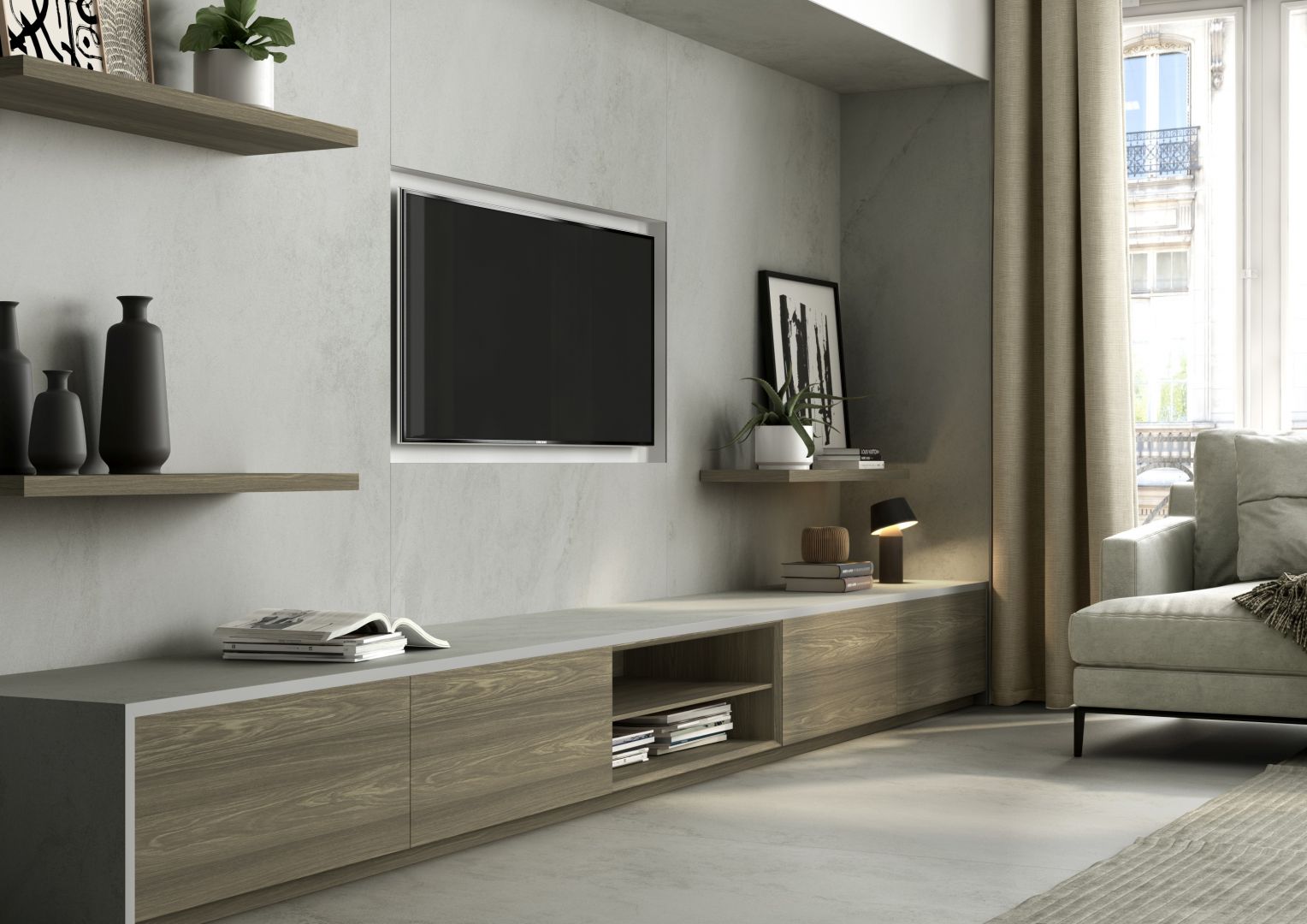 Dekton Kovik, zainspirowany naturalnymi materiałami, to subtelny odcień charakteryzujący się delikatną strukturą i przeżyleniami na neutralnym, jasnoszarym tle. Jego prostota sprawia, że doskonale łączy się z otoczeniem, pozwalając na niezliczone możliwości aranżacji przestrzeni.