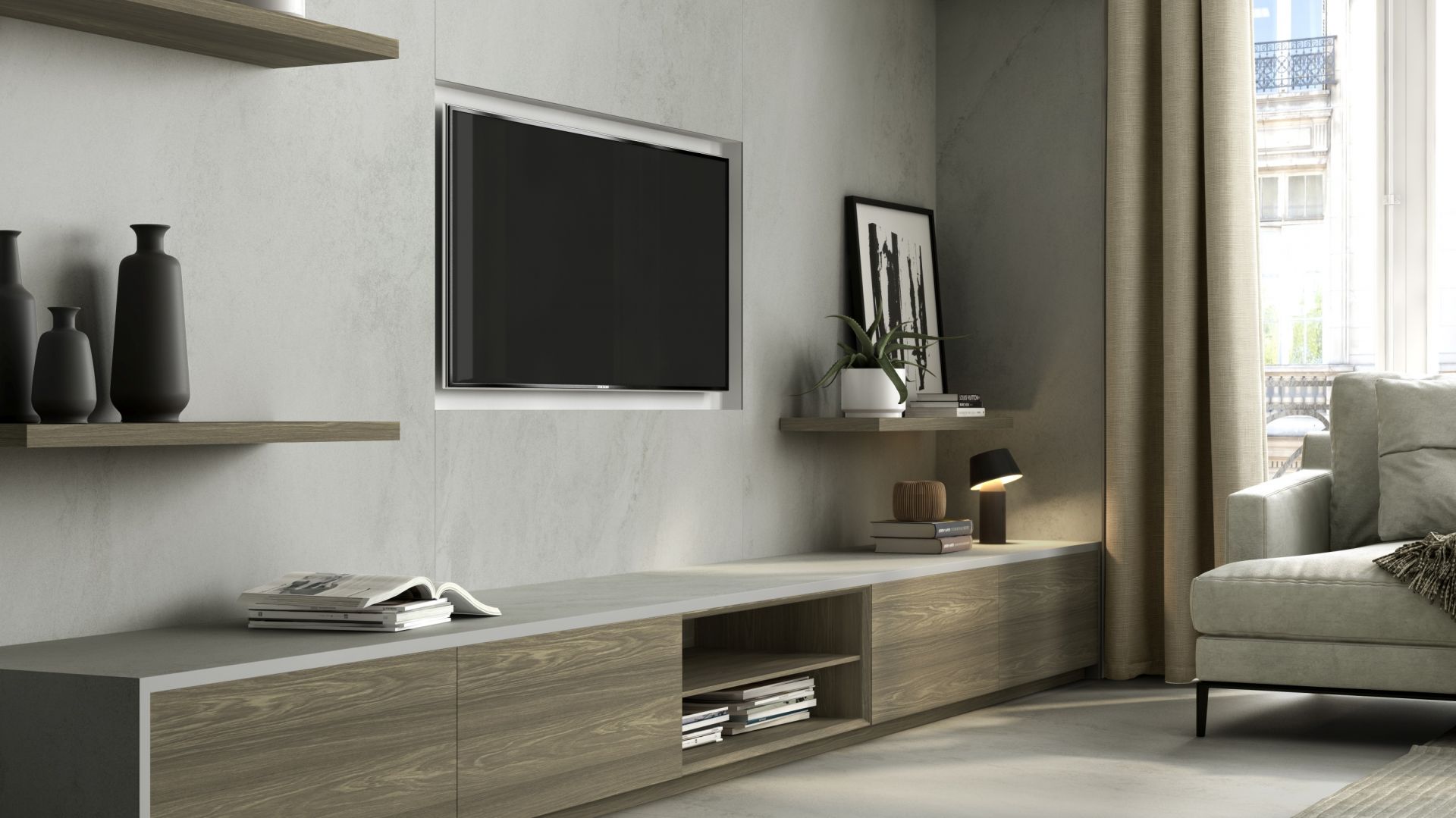 Dekton Kovik, zainspirowany naturalnymi materiałami, to subtelny odcień charakteryzujący się delikatną strukturą i przeżyleniami na neutralnym, jasnoszarym tle. Jego prostota sprawia, że doskonale łączy się z otoczeniem, pozwalając na niezliczone możliwości aranżacji przestrzeni.
