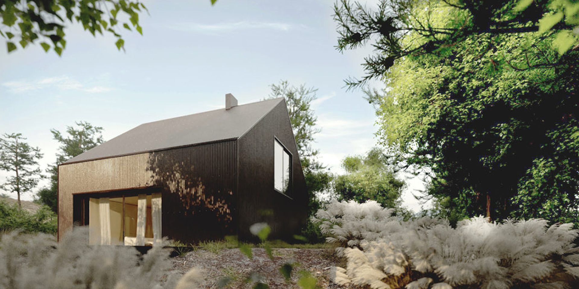 Projekt wyróżnia pomysł wykorzystania jednego materiału na elewację i dach. Projekt: Domy z Głową, Pracownia Architektury Głowacki