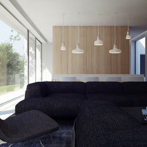 Dom Pod Lasem. Projekt części dziennej. Projekt: Anna Porębska, Adam Zwierzyński, MUS Architects