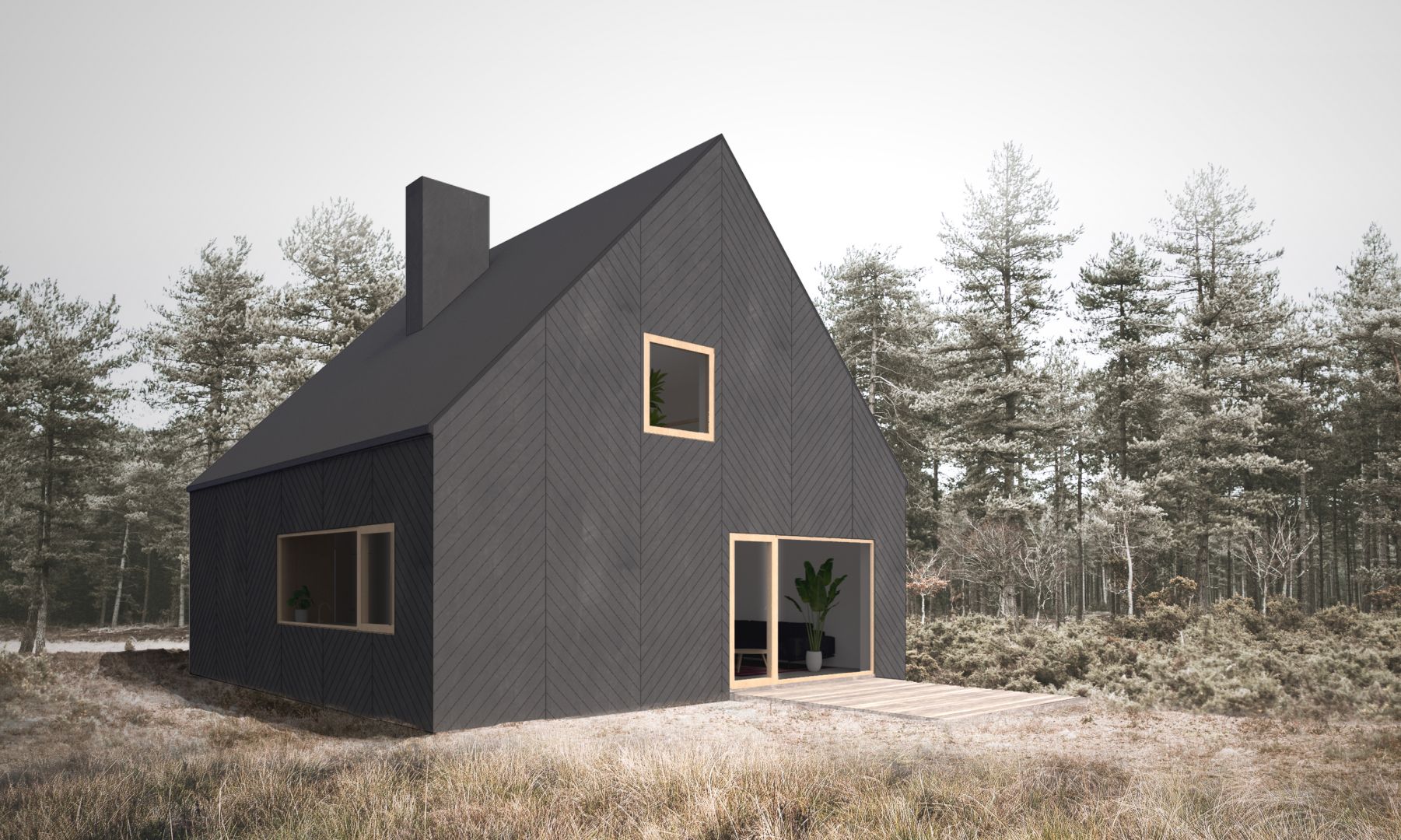 Projekt domu Finn, za którym stoją architekci z Supergut Studio ma być cenową alternatywą dla typowego mieszkania w mieście. Całkowity koszt budowy to 300-400 tys. zł. Fot. Supergut Studio