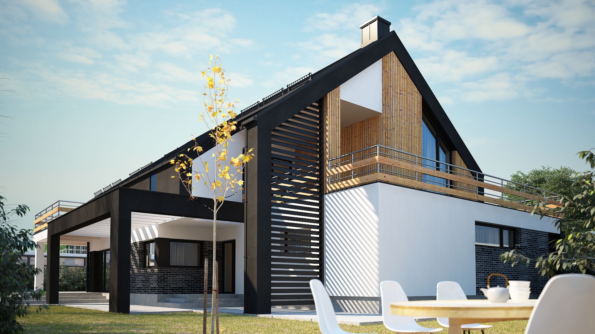 Elseida to nowoczesny dom o powierzchni około 240 m2 liczonej z garażem na dwa stanowiska postojowe. Nazwa projektu: Elseida. Projekt wykonano w Pracowni Domy w zieleni