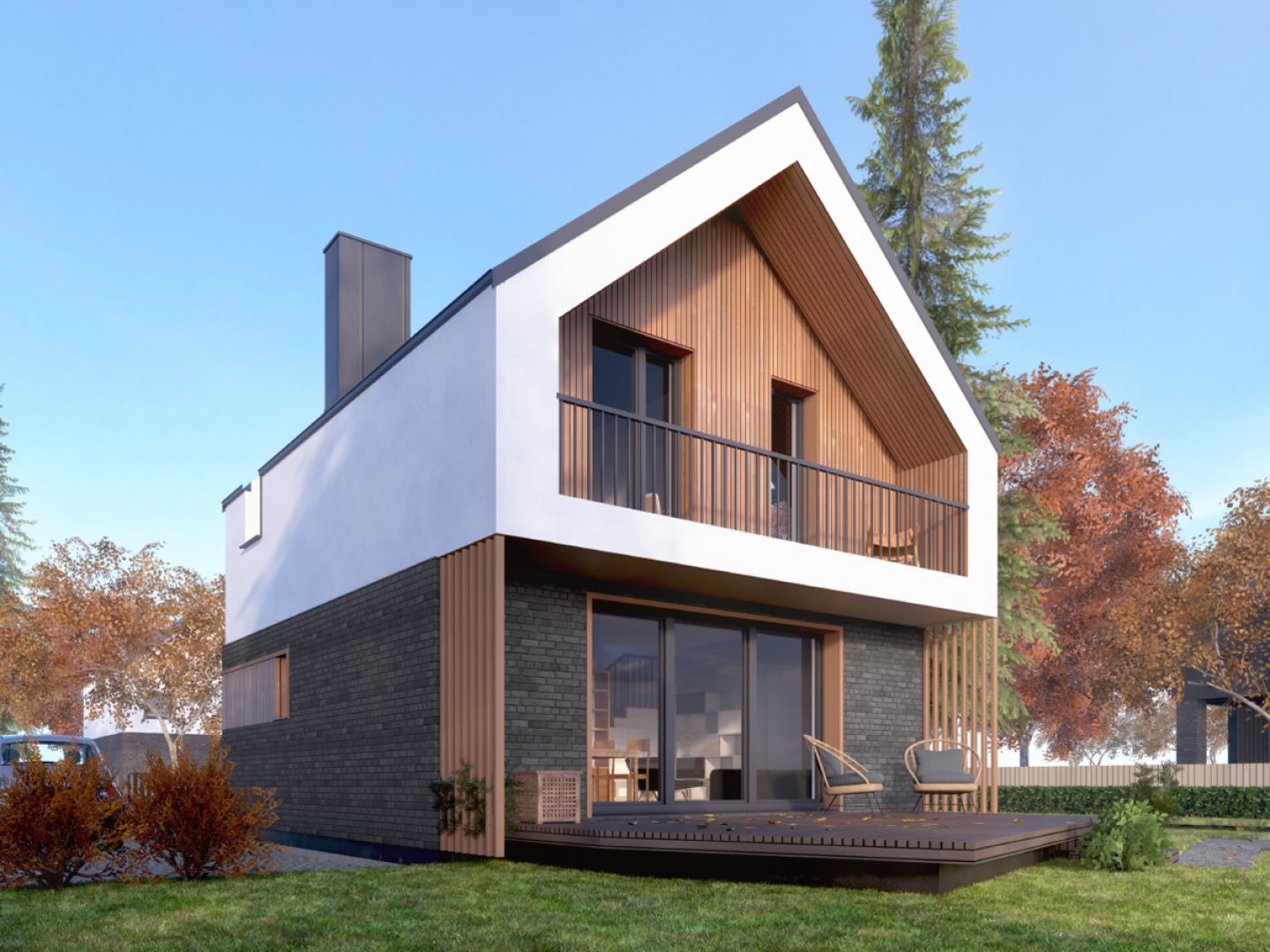 Mały dom o powierzchni użytkowej 70 m2. Autor projektu arch. Tomasz Sobieszuk, pracownia DOMYwStylu.pl