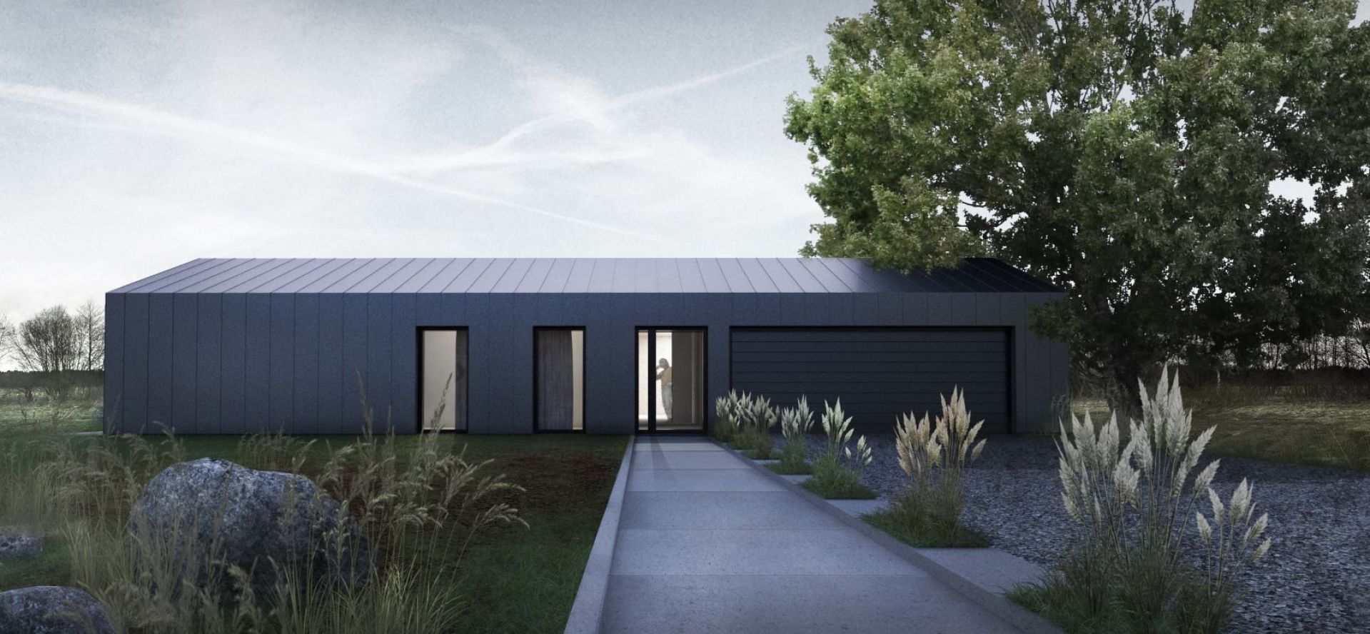 Dom pod Łodzią powstał ze starej stodoły. Projekt i wizualizacje: Yatta Architekci