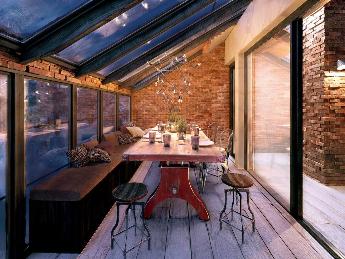 Naturalna cegła to jeden z głównych materiałów w tym projekcie. Projekt: Anna Adamowicz, Damian Machnik, Zakład Usług Projektowo-Architektonicznych
