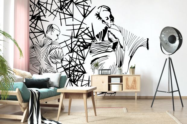 Ściana w salonie: 15 ciekawych aranżacji z modną tapetą
