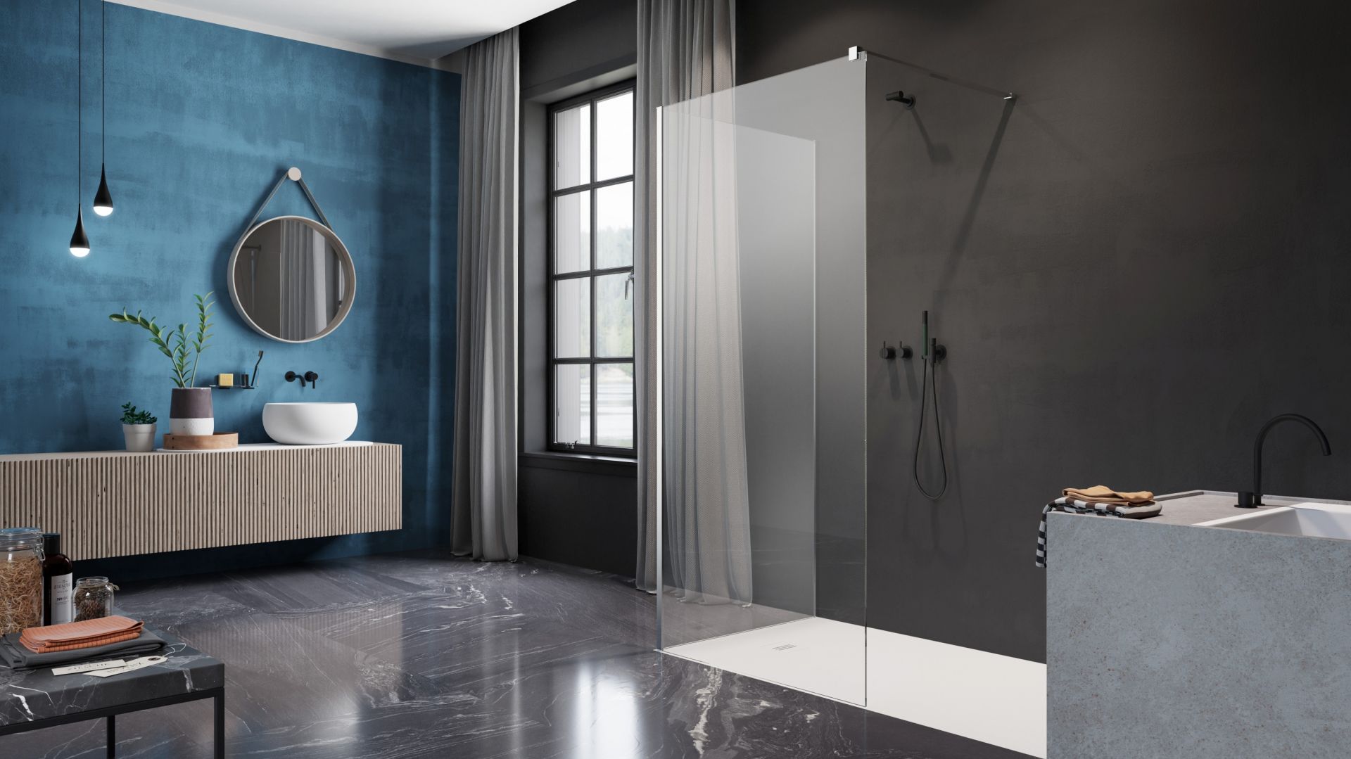 Modo New to seria kabin walk-in, czyli kabin otwartych. Modele wykonane są z 8 mm hartowanej szyby pokrytej powłoką hydrofobową EasyClean®. Fot. Radaway