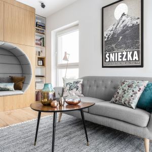 Zgrabna sofa na nóżkach dodaje wnętrzu lekkości. Projekt Magma. Fot. Fotomohito
