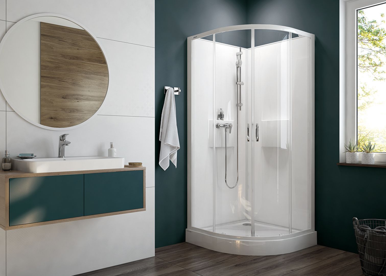 Seria Basic Complete to kompletne kabiny prysznicowe, które dostępne są w zestawach z brodzikiem. Cena: od 3.442 zł. Fot. Sanplast