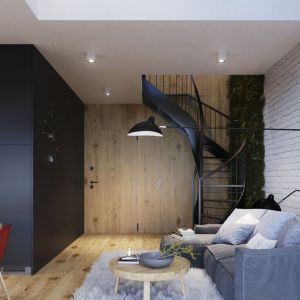 Schody spiralne to oszczędność miejsca i możliwość wykorzystania schodów jako elementu dekoracyjnego salonu. Fot. Apartamenty Sienkiewicza 44 Easy-Resize