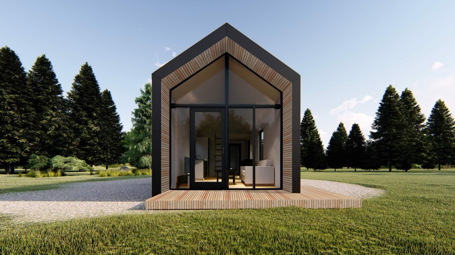 Projekt domu modułowego Oslo o powierzchni 35m2. Koszt budowy: 93 tys. zł netto (w stanie wykończonym. Producent: Mobile Development