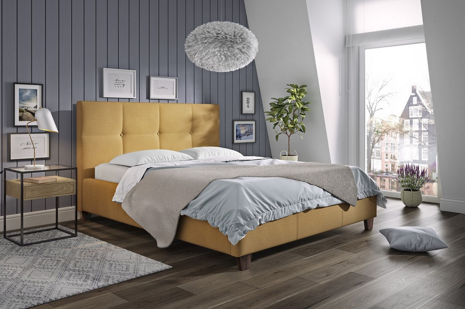 Styl holenderski. Łóżko tapicerowane Mario marki Comforteo. Fot. Comforteo