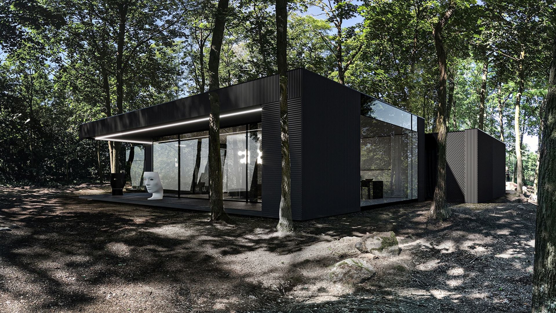 Dom, ma być przede wszystkim bezpieczny dla inwestora, dlatego dopiero na tyłach domu widoczne są okna i wszelkie zaplanowane wewnątrz funkcje. Fot. REFORM Architekt