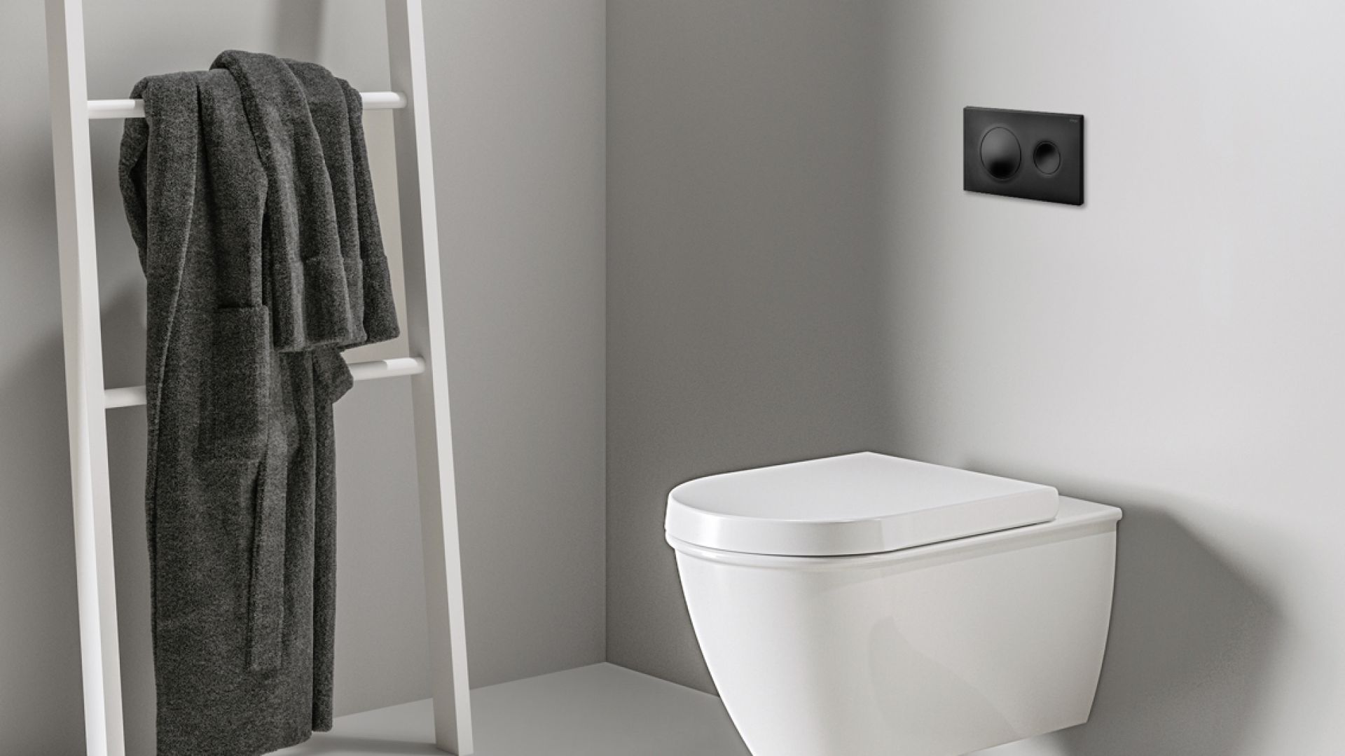 Czarny kolor w łazience: zobacz nowy pomysł na łazienkowy przycisk w czarnym macie!