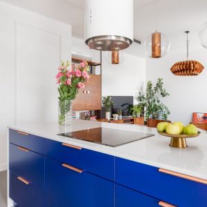 Niebieski kolor w kuchni. Projekt: Joanna Rej. Fot. Pion Poziom