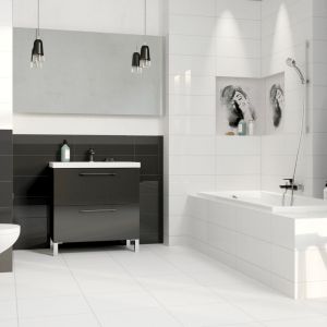 Płytki z kolekcji Simple Art marki Cersanit. Płytki w bieli i czerni to klasyka w urządzaniu łazienek, zawsze modna i ponadczasowa. Producent: Cersanit