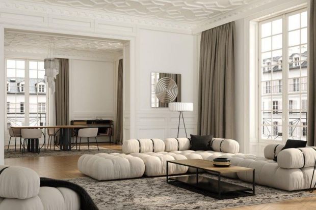 Sofa modułowa GirO z najnowszej kolekcji marki Absynth przywodzi na myśl wnętrza paryskich kamienic. Jak wam się podoba taki pomysł na mebel wypoczynkowy do salonu?