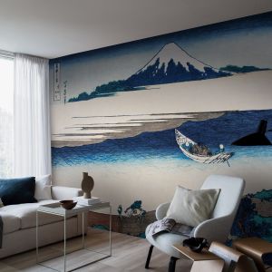 Pomysł 4. Ściana z grafiką lub muralem inspirowanym japońskim malarstwem. Na zdjęciu mural z obrazem  Katsushika Hokusa marki Boras Tapeter. Sprzedaż: Impresje.pl
