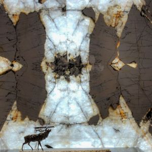 Kwarcyt Patagonia z zatopionymi fragmentami kryształu górskiego. Fot. Interstone