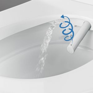Deska myjąca Geberit AquaClean Tuma posiada przyłącze elektryczne umiejscowione z tyłu boku, co daje możliwość ułożenia przewodów w prawie niewidoczny sposób. Fot. Geberit