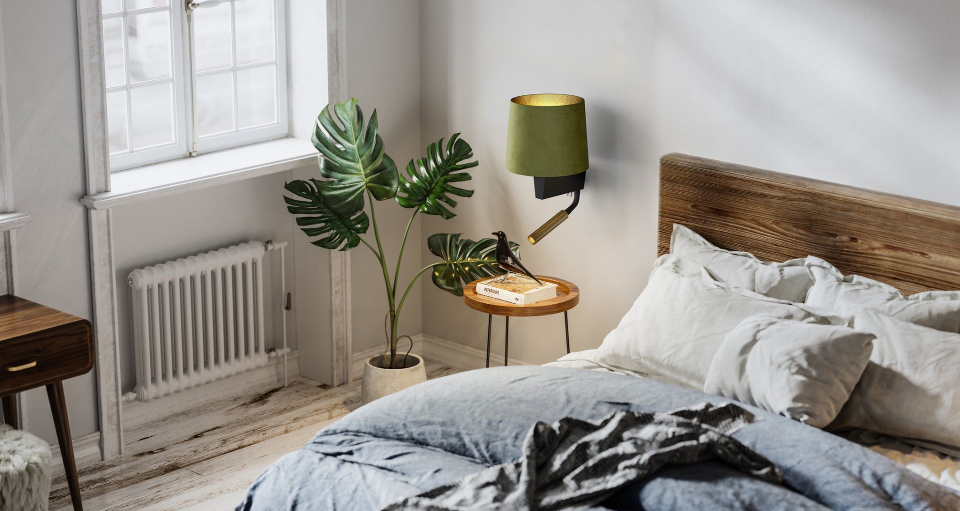 Lampki Chillin montuje się bezpośrednio do ściany, a włącznik, umiejscowiony dyskretnie w podstawie wykonanej ze stali lakierowanej, zapewnia wygodę użytkowania. Fot. Nowodvorski Lighting