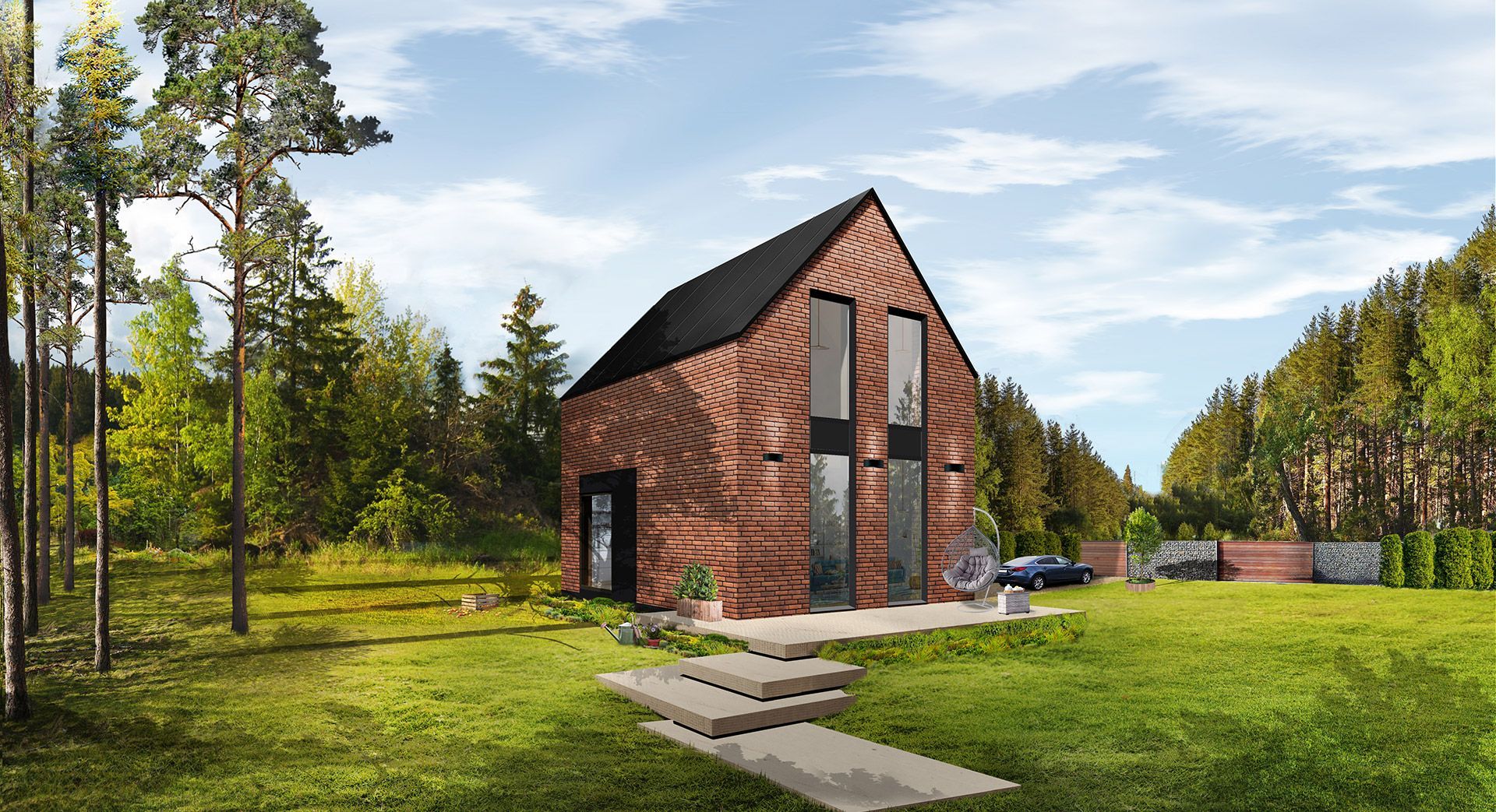 Modułowy dom Boxi1, z piętrem. Powierzchnia: 35 m2. Autorzy projektu: Contibox.pl
