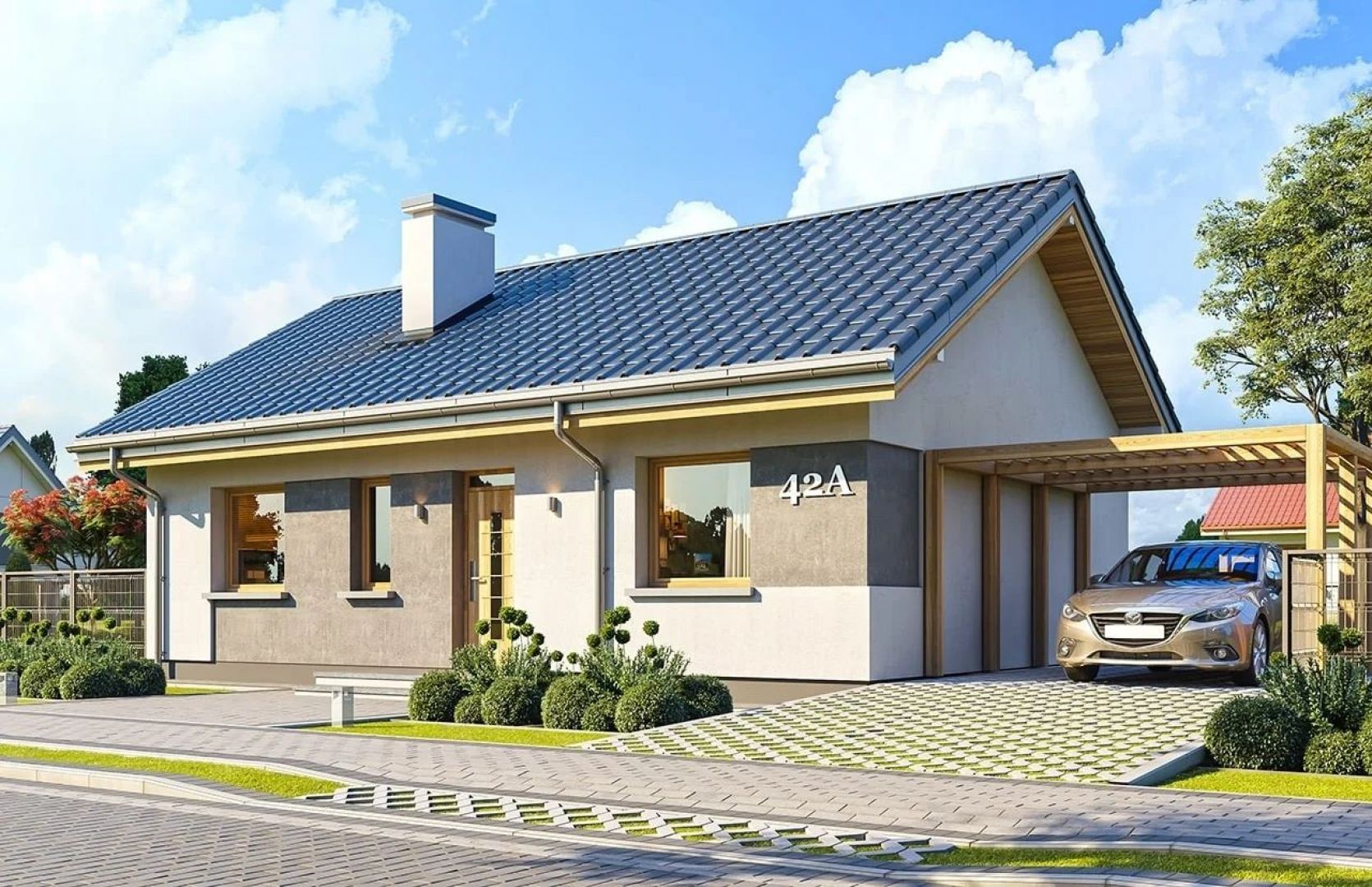 Kasia to projekt energooszczędny, z bardzo dobrymi ociepleniami przegród i z nowoczesnymi instalacjami. Projekt: arch. Michał Gąsiorowski. Fot. MG Projekt