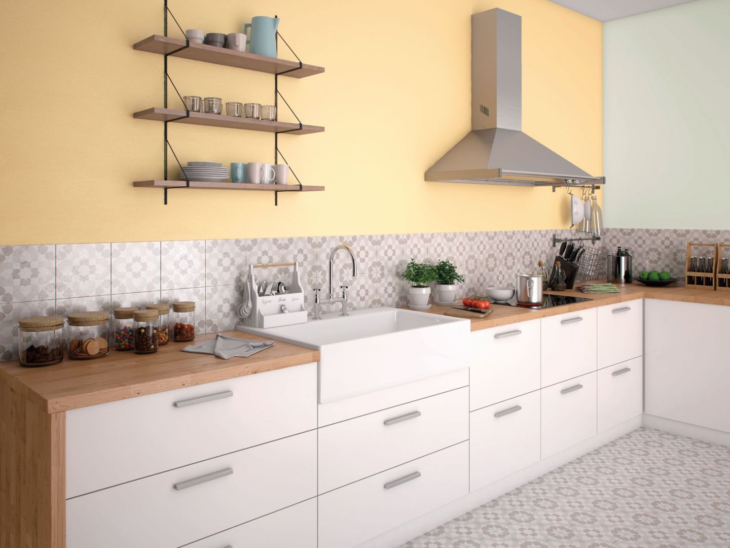 Ściany w kuchni pomalowano farbą Beckers Designer Kitchen & Bathroomw kolorze Comfort. Fot. Beckers