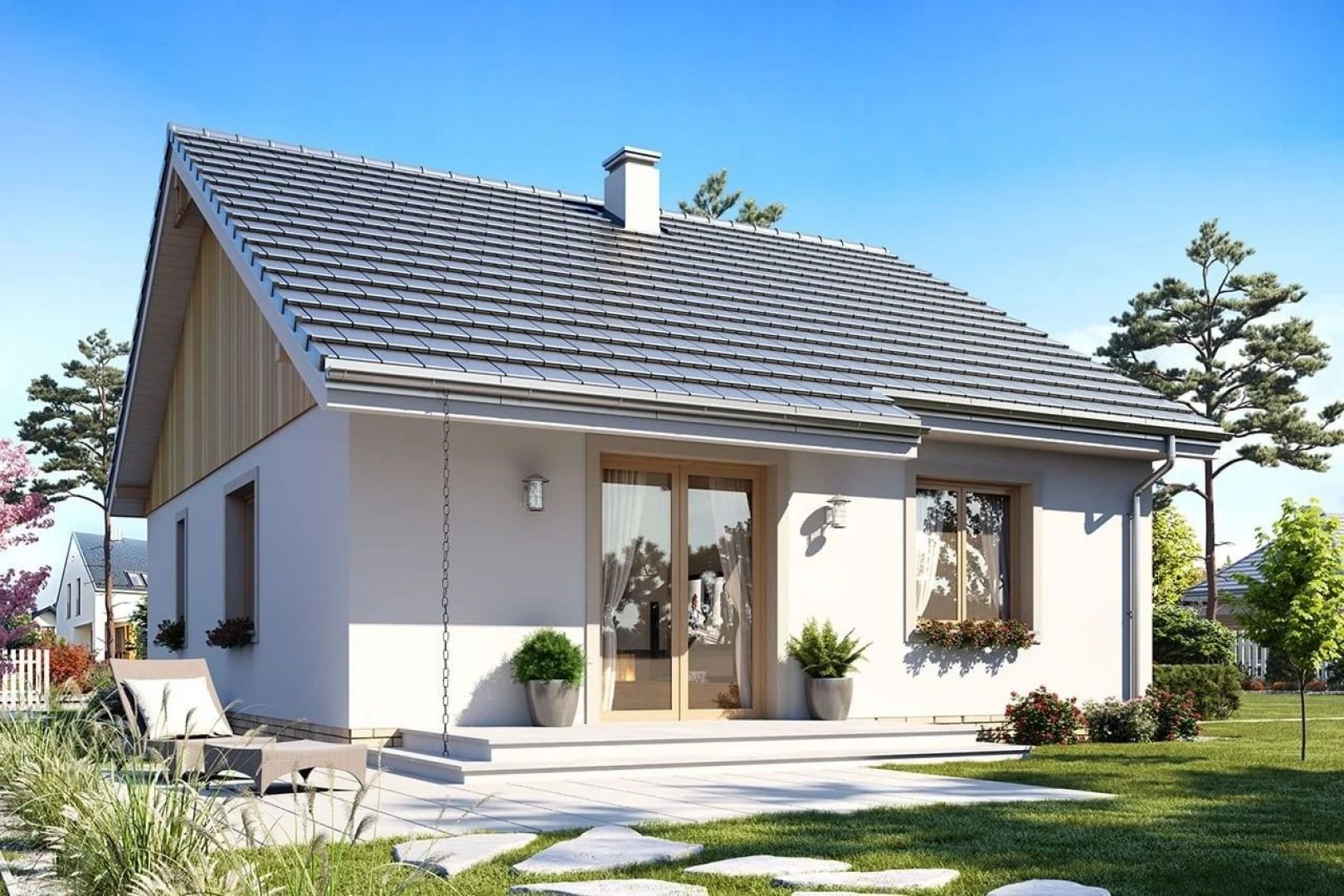 Budynek będzie się świetnie komponował z otoczeniem zarówno na przedmieściach, jak i na wsi. Projekt: arch. Michał Gąsiorowski. Fot. MG Projekt