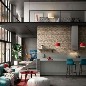 Styl industrialny, loftowy we wnętrzach. Na zdjęciu konglomerat Silestone Camden, kolekcja Loft. Fot. Cosentino