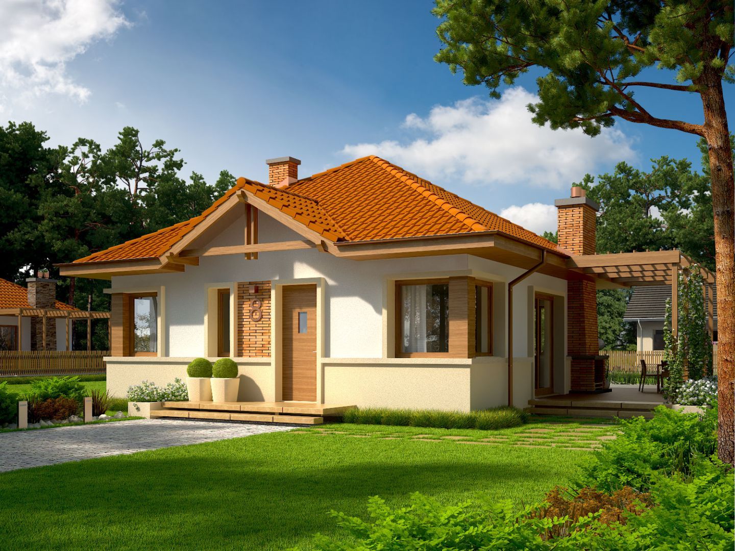 Tosia Energo - mały dom na małą działkę. Powierzchnia użytkowa: 56.78 m². Powierzchnia zabudowy: 82.84 m². Minimalne wymiary działki: 17,40 x 17,00 m. Projekt: pracownia Archipelag. Szacunkowy koszt budowy: 171 534 zł (stan deweloperski).