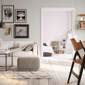 Farba na ścianie w salonie Tikkurila Optiva Matt 5. Fot. Tikkurila