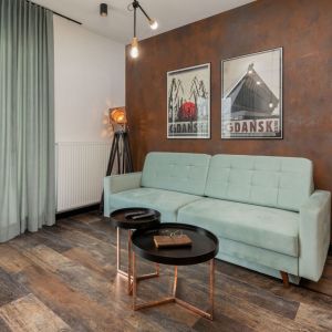 Zasłony w salonie są w tym samym kolorze co kanapa. Projekt: Aneta Subda. Fot. STOLZ Photography Team dla Renters.pl. Współpraca: Dekorian Home