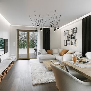 Jasne, nowoczesne wnętrz ma wygodny układ. Projekt: arch. Michał Gąsiorowski. Fot. MG Projekt