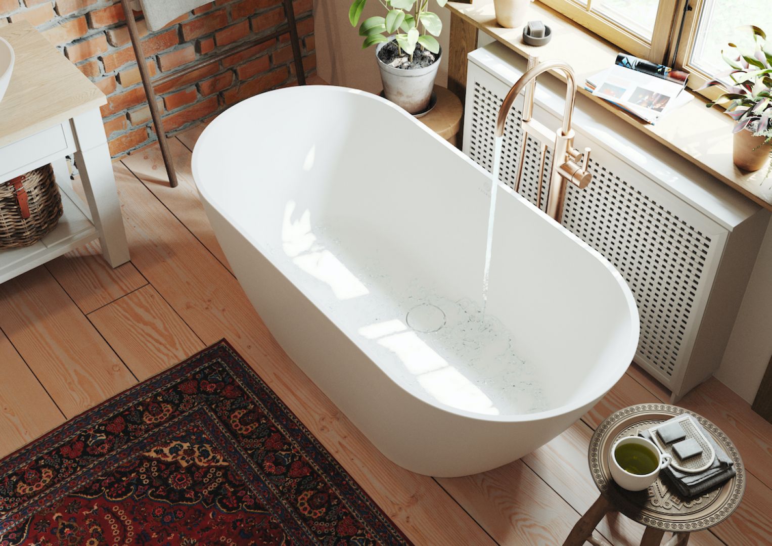 Łazienka w stylu boho to miejsce, które ma sprzyjać codziennym rytuałom, relaksowi rodem ze SPA. Fot. Fjordd