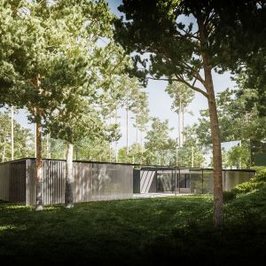 Zarówno od ulicy, jak i od strony ogrodu dom  pozostaje właściwie niewidoczny. Projekt: 77 STUDIO architektury