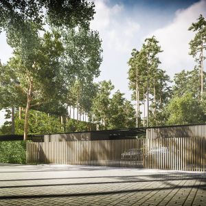 Widok od strony ulicy. Projekt: 77 STUDIO architektury