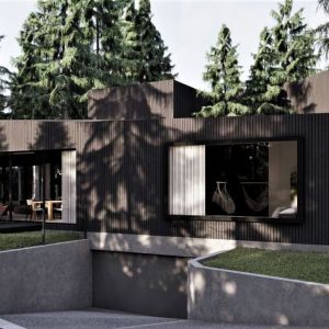 Burned house (Spalony dom). Autorzy projektu: Kamil Cierpioł, Jakub Cieślik, Michał Wręczycki, Eliza Masek, Ziemowit Oset, Szymon Chrzanowski, pracownia Core