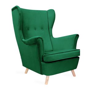 Fotel welurowy Fossby. Dostępny też w wersji w innych kolorach - np. musztardowej, szarej, pudrowej. Cena: 999 zł. Sprzedaż: Homla