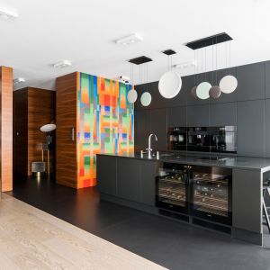Nowoczesna, czarna kuchnia w minimalistycznym stylu. Projekt Piotr Łucyan, Art’Up Interiors. Zdjęcia Katarzyna Ładczuk – Ład Studio