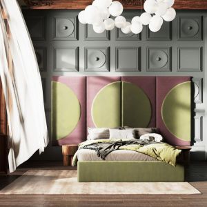 Tapicerowane łóżko Sunset - podobnie jak inne projekty Happy Barok można je wybrać w różnych kolorach. Cena: 5500 zł. Marka: Happy Barok, www.happybarok.pl