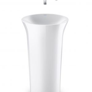 Monolityczna, wolnostojąca umywalka White Tulip to projekt Philippe Starcka dla marki Duravit. Fot. mat. prasowe Duravit
