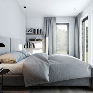 Neutralna sypialnia w nowoczesnym stylu. Projekt: AM.Home