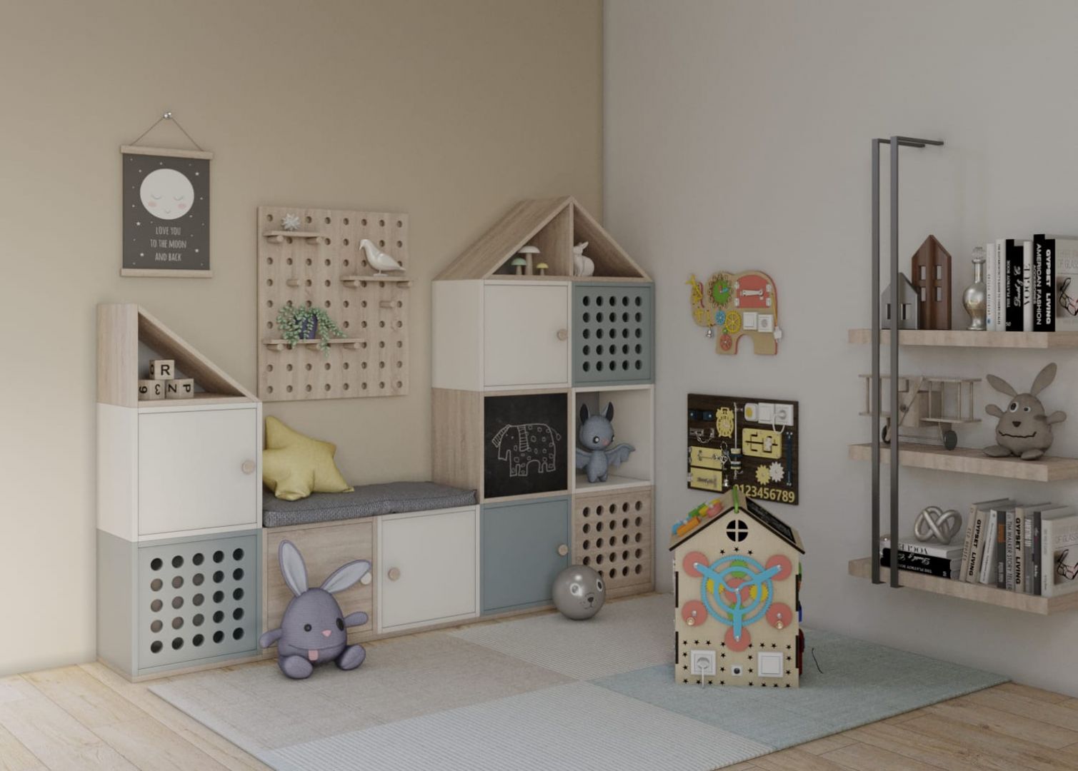 Tak może wyglądać pokój dla dziecka o potrzebach specjalnych. Projekt: Izabela Ziemnicka-Ucieszyńska, pracownia Izudesign