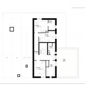 Rozkład pomieszczeń na piętrze. Projekt: Michał Chmielewski, Damian Dubielecki, pracownia architektoniczna DUCH projektanci